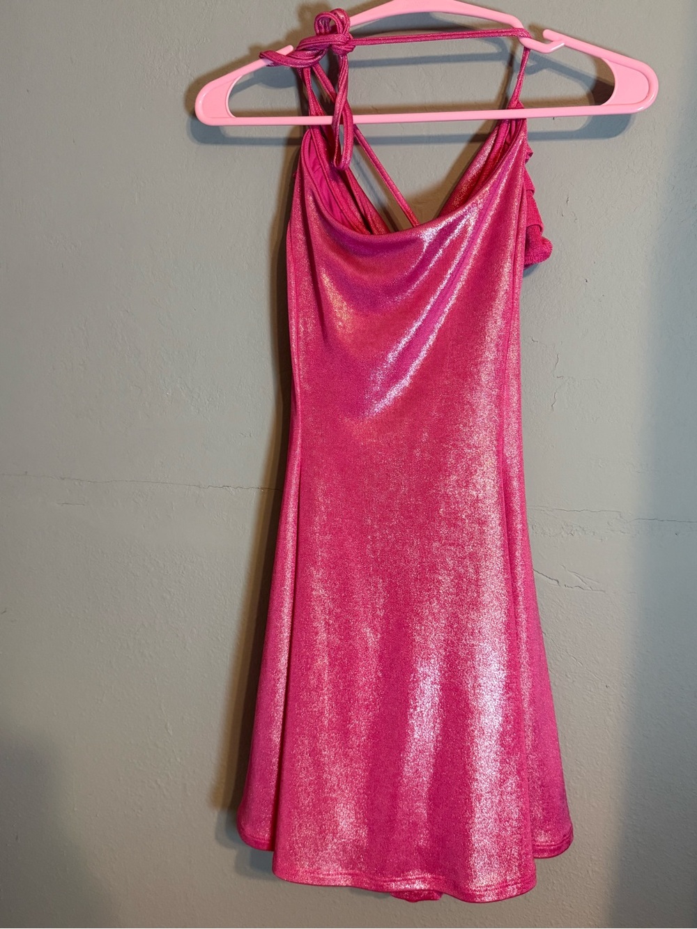 LUCY IN THE SKY pink metallic dress in size small